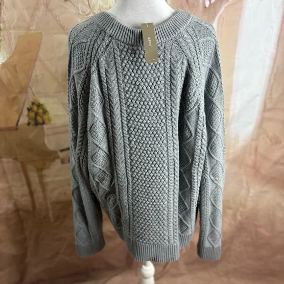 NEW J. Crew Cable Knit Cotton Gray Women's Sweater - Picture 6 of 8